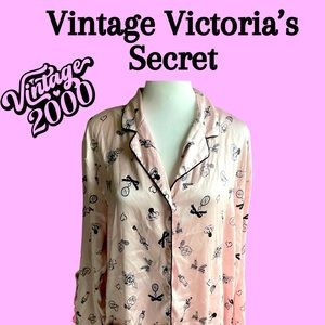 Vintage Victoria’s Secret Pajama Top In Pink Paris Theme Large